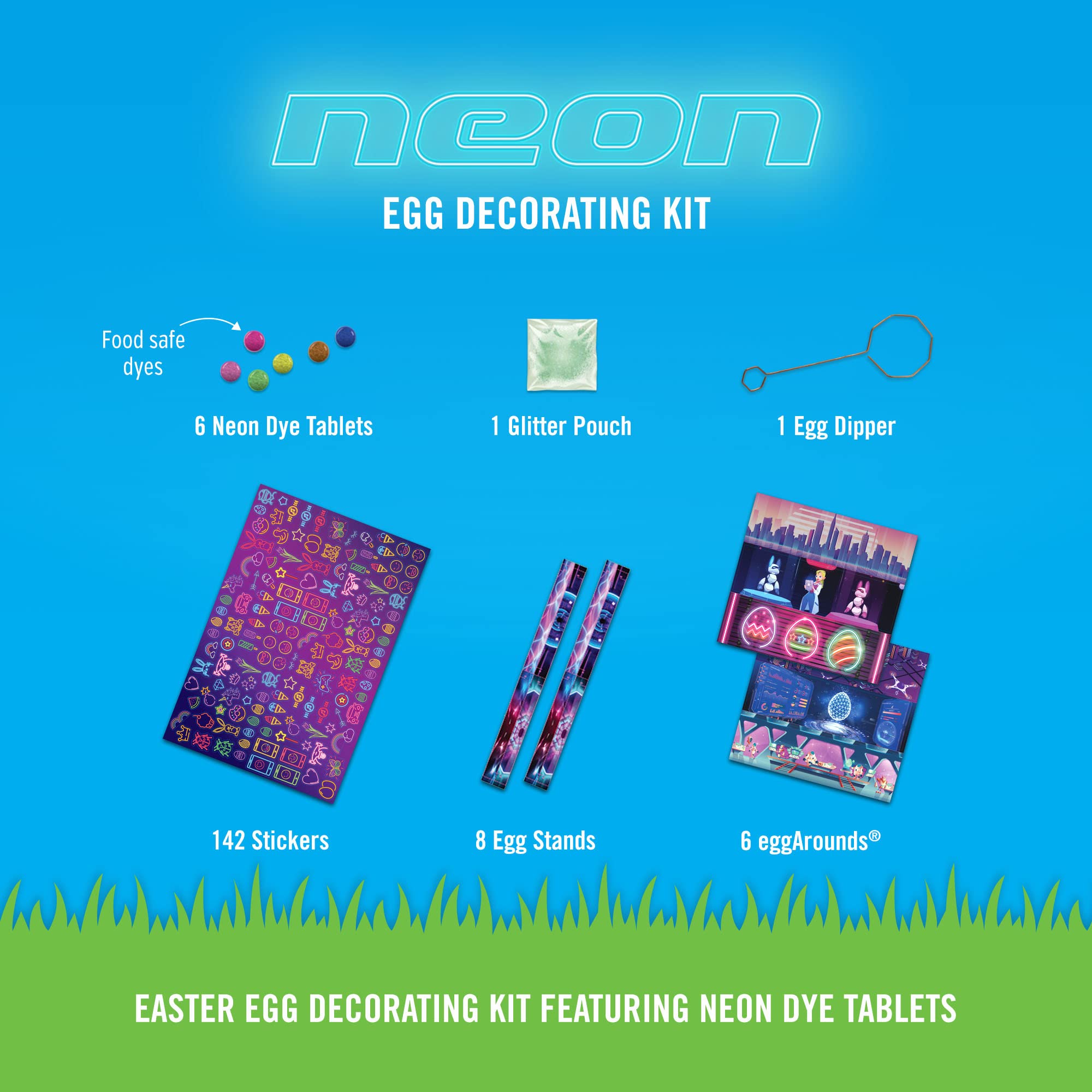 PAAS Neon Egg Decorating Kit Bundle Includes Neon Kit, 2 Whisker Egg Dippers, 5 Color Cups 1 ea