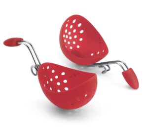 browne & co cuisipro egg silicone poacher set of 2, red