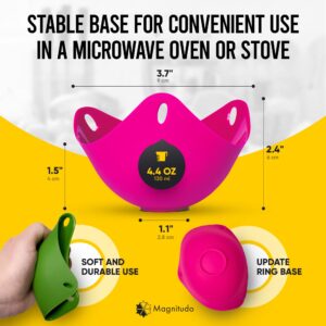 Silicone Egg Poaching Cups Easy 4pcs Release and Cleaning, Poached Egg Cup with Ring Standers for Eggs Benedict Set of Microwave Egg Poachers Silicone Pots Cooker Microwave Stove Top, Dishwasher Safe