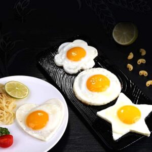 Egg Ring for Frying Eggs, Stainless Steel Egg Cooking Rings with Anti-scald Handle, Non-stick Egg Shaper Molds for Omelet, Breakfast Tool for Pancake, Sandwich Burger, Crumpet Ring–4 Different Shapes