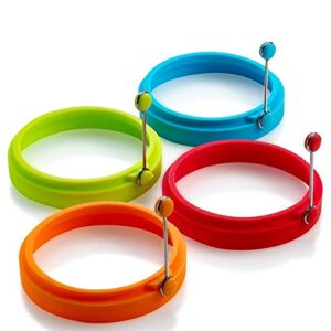 silicone egg rings non stick egg frying rings, fried and poached egg and pancake cooking rings (multicolor)