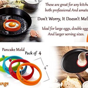 Silicone Egg Rings Non Stick egg frying rings, Fried and Poached Egg and Pancake Cooking Rings (Multicolor)