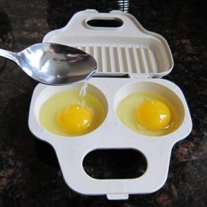 2 Cavity Egg Poacher - Microwave In One Minute - BPA Free - For Quick & Healthy Breakfast