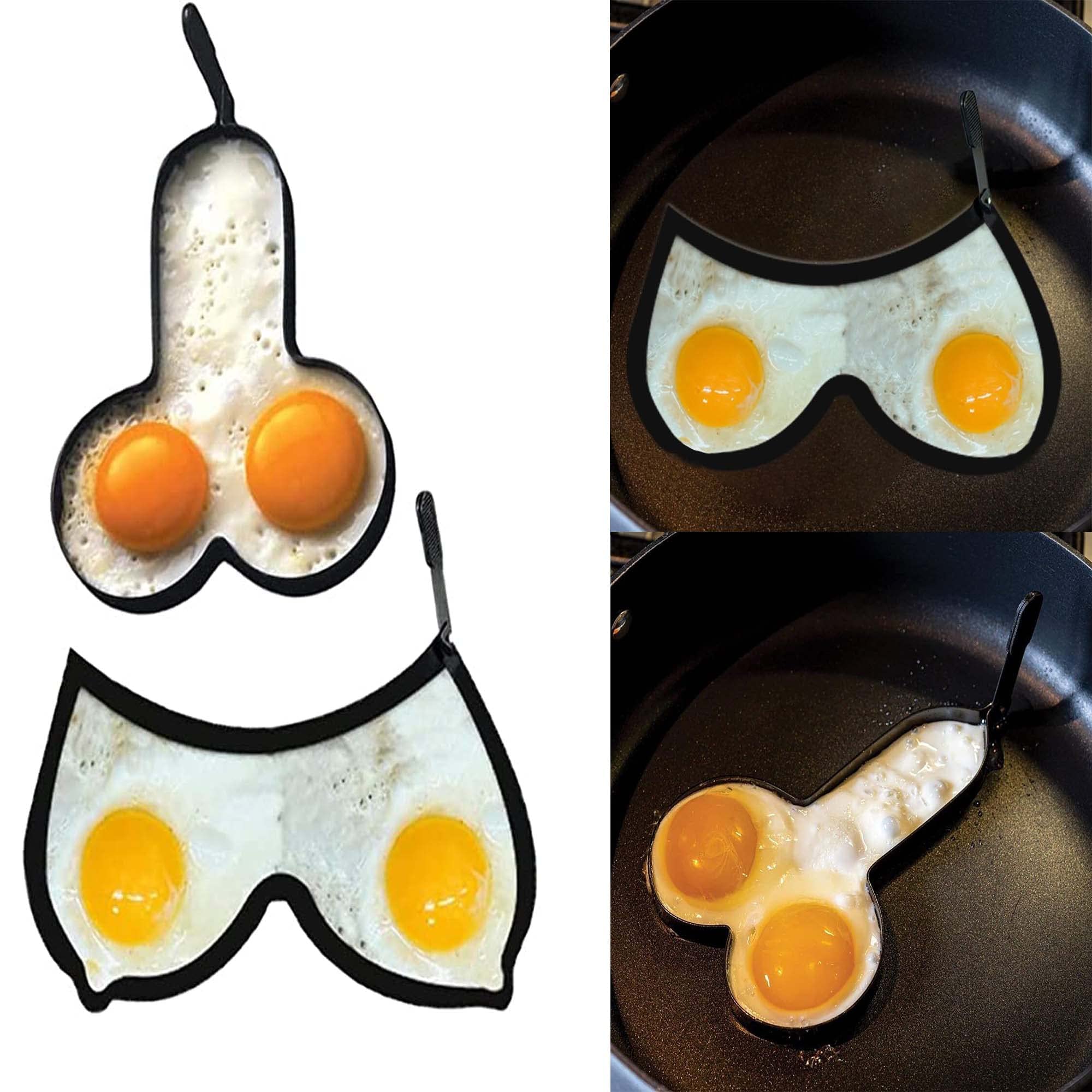 GUAGLL 2PCS Funny Egg Pancake Cooking Tool，Stainless Steel DIY Kitchen Egg Fried Mould with Handle (Shape A+B)