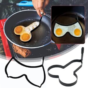 GUAGLL 2PCS Funny Egg Pancake Cooking Tool，Stainless Steel DIY Kitchen Egg Fried Mould with Handle (Shape A+B)