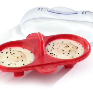 Norpro Silicone Microwave Double Egg Poacher, Red