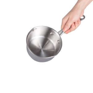 IMEEA Butter Melting Pot Butter Warmer 18/10 Tri-Ply Stainless Steel Saucepan with Dual Pour Spouts, 0.5-Quart, Silver