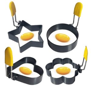 cookstyle eggs rings, 4 pack stainless steel egg cooking rings, pancake mold for frying eggs and omelet, egg rings for frying eggs