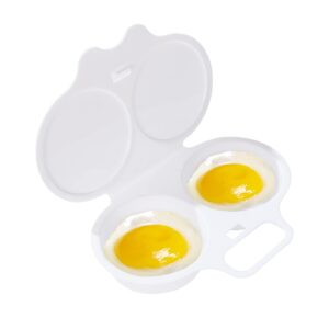 microwave egg maker with 2 cavity, kitchen essentials food grade cooking ware, microwaveable and easy to cook in 45 seconds