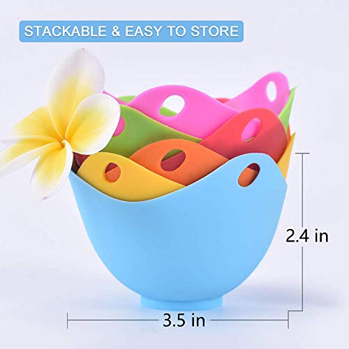 ZDK-C8 Egg Poacher with Flat Bottom Silicone Egg Poaching Cup Egg Pod Poached Egg Maker Silicone Egg Poachers Egg Cups for Soft Boiled Eggs for Microwave, Instant Pot, Cookware (6PCS)
