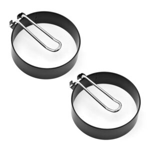 SKEMIX Egg Ring Set For Frying Or Shaping Eggs, Round Egg Cooker Rings For Cooking, Stainless Steel Non Stick Mold Shaper Circles For Fried Egg McMuffin Sandwiches, Egg Maker Molds (2 Pack)