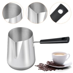 Elesunory Set of 2 Milk Warmer Pot, 11.83oz/30.43oz Turkish Coffee Pot, Stainless Steel Butter Warmer with Pouring Spout, Butter Warmer Pot for Making Coffee, Butter, Milk and Chocolate