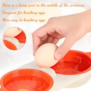 Microwave Egg Poacher, 2-Cup Eggs Microwave Egg Cooker Drain Egg Poacher Non Stick Egg Cooker for Microwave or Stovetop Egg Cooking, Orange