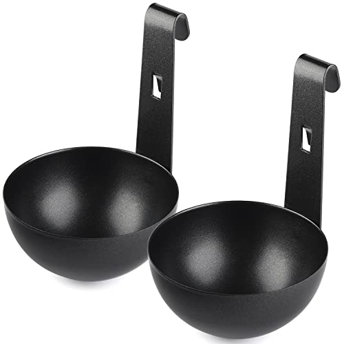 Egg Poacher Set of 2 Pcs Stainless Steel Poached Egg Maker Nonstick Perfect Poached Eggs Cups Egg Poaching Cups for Cooking Breakfast Eggs (Set of 2)