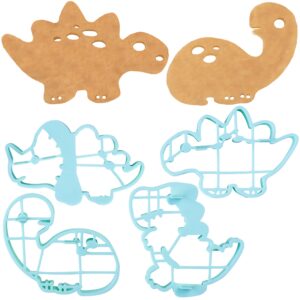 pancake and egg molds - dinosaur - 4 pack, reusable silicone pan cake non stick shaper cooking rings, fda food grade, dishwasher safe, fun easter breakfast for kids or adults, diy accessory