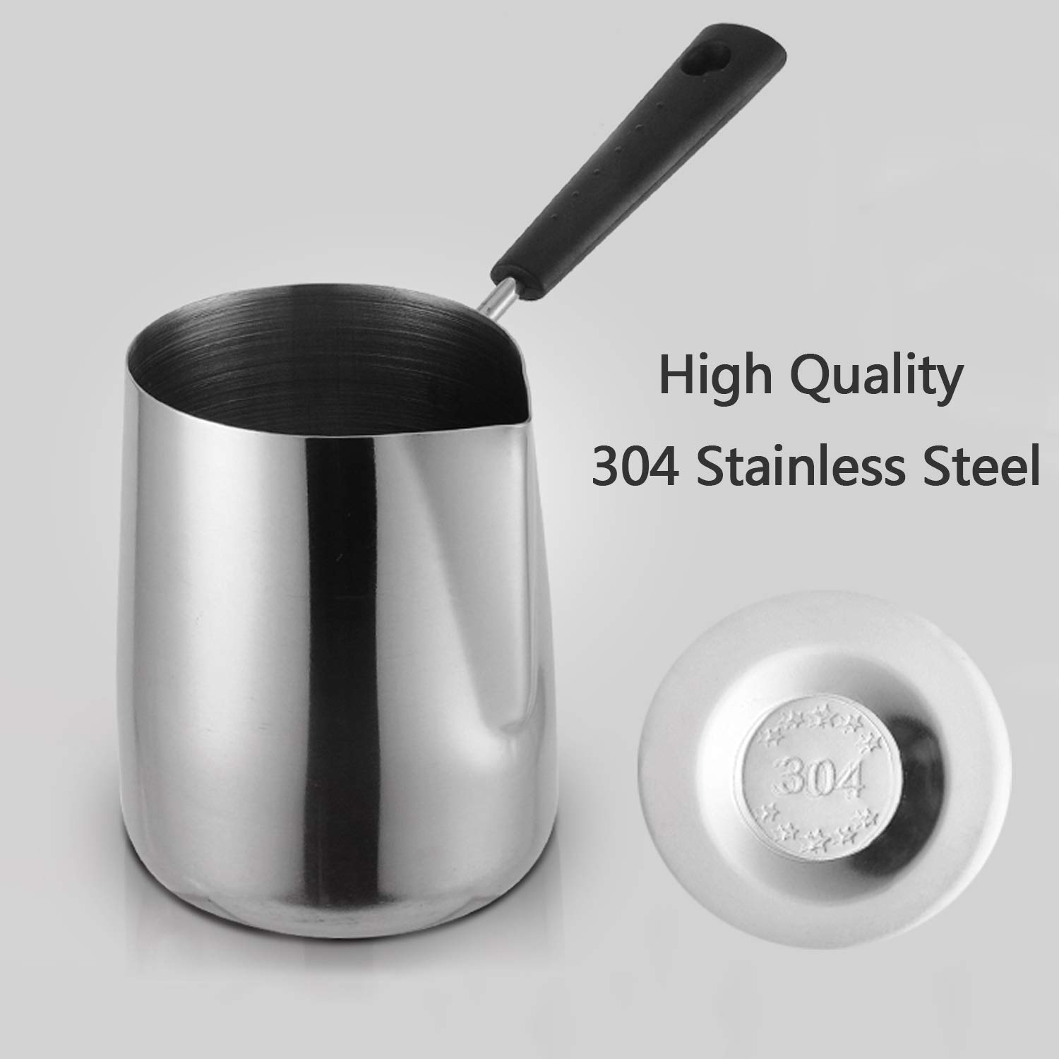 600ML/20oz Turkish Coffee Pot – 304 Stainless Steel Coffee and Butter Warmer, Premium Milk Warmer and Milk Pot with Spout