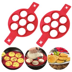 flip cooker pancakes mold - silicone pancake molds 7 circles reusable non stick egg mold ring pancake maker - 2019 new version