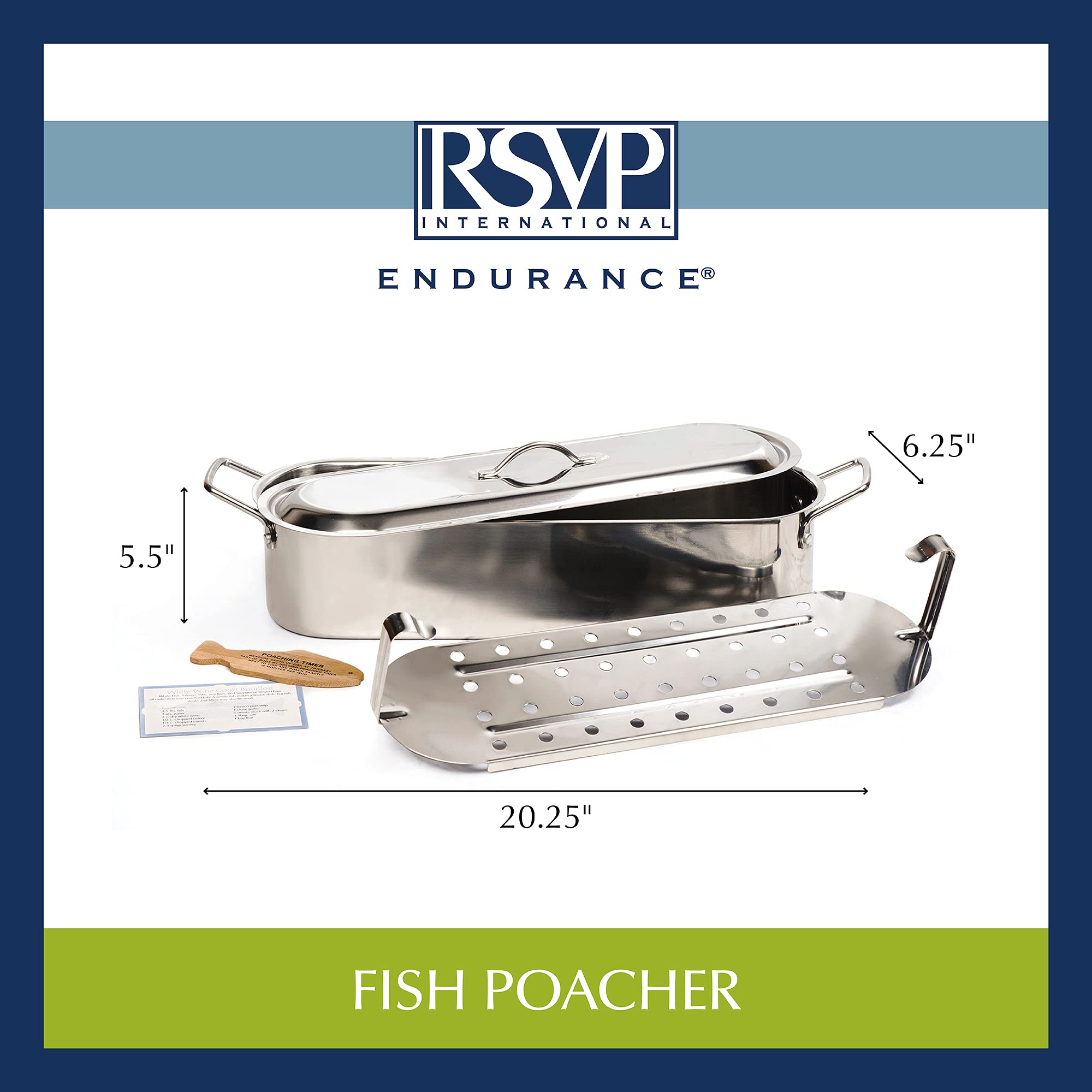 RSVP International Endurance Collection Fish Poaching Set, 18 inch, Stainless Steel