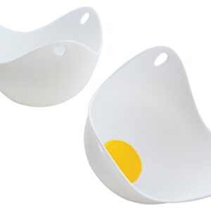 Fusionbrands PoachPod YOLK The Original Silicone, Floating Egg Poaching Cup, White, 2 pack