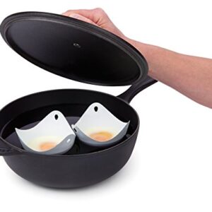 Fusionbrands PoachPod YOLK The Original Silicone, Floating Egg Poaching Cup, White, 2 pack