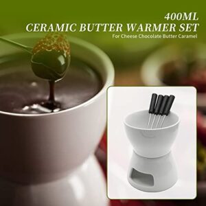 Butter Heater Italian Style Ceramic Butter Warmer Set Melt Hot Pot Bowl for Cheese Chocolate Butter Caramel (Package A)