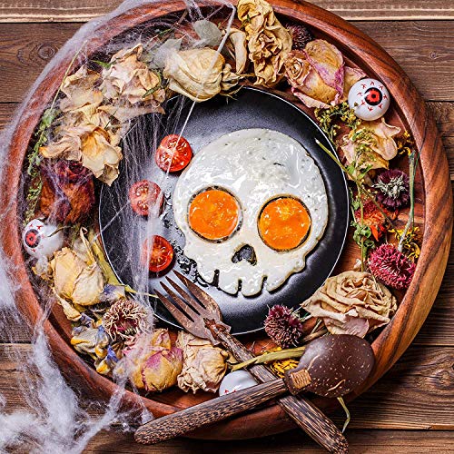 SFASTER Halloween Silicone Egg Mold, Skull Silicone Egg Mold, Breakfast Omelet Mold, Silicone Egg Pancake Ring Shaper, Egg Frying Mold Cooking Tools for DIY Kitchen Accessories (2 Pack)