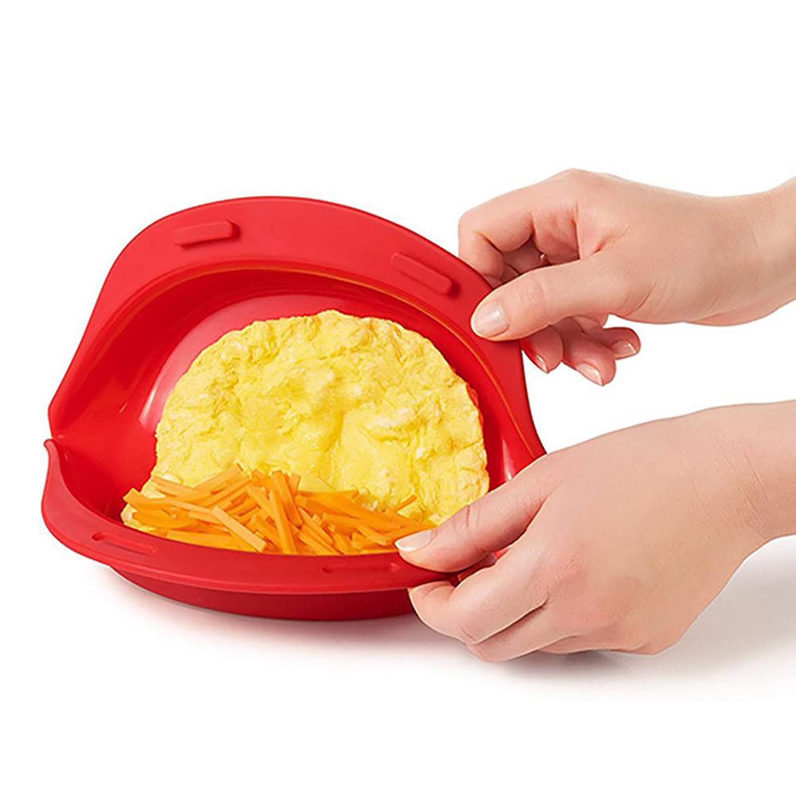 overno Microwave Oven Silicone Omelette Mold Tool Egg Poacher Poaching Baking Tray Egg Roll Maker Cooker Kitchen Cooking Accessories, Red