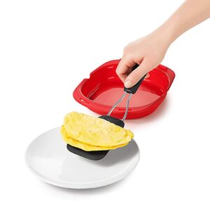 overno Microwave Oven Silicone Omelette Mold Tool Egg Poacher Poaching Baking Tray Egg Roll Maker Cooker Kitchen Cooking Accessories, Red