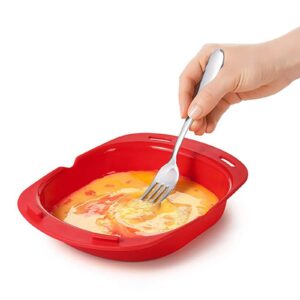 overno Microwave Oven Silicone Omelette Mold Tool Egg Poacher Poaching Baking Tray Egg Roll Maker Cooker Kitchen Cooking Accessories, Red