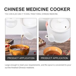 DOITOOL Ceramic Medicine Pot Traditional Chinese Medicine Cooker Health Decoction Pot Clay Tea Cooking Pot Coffee Kettles for Chinese Herb Medicine Soup 2. 6L White