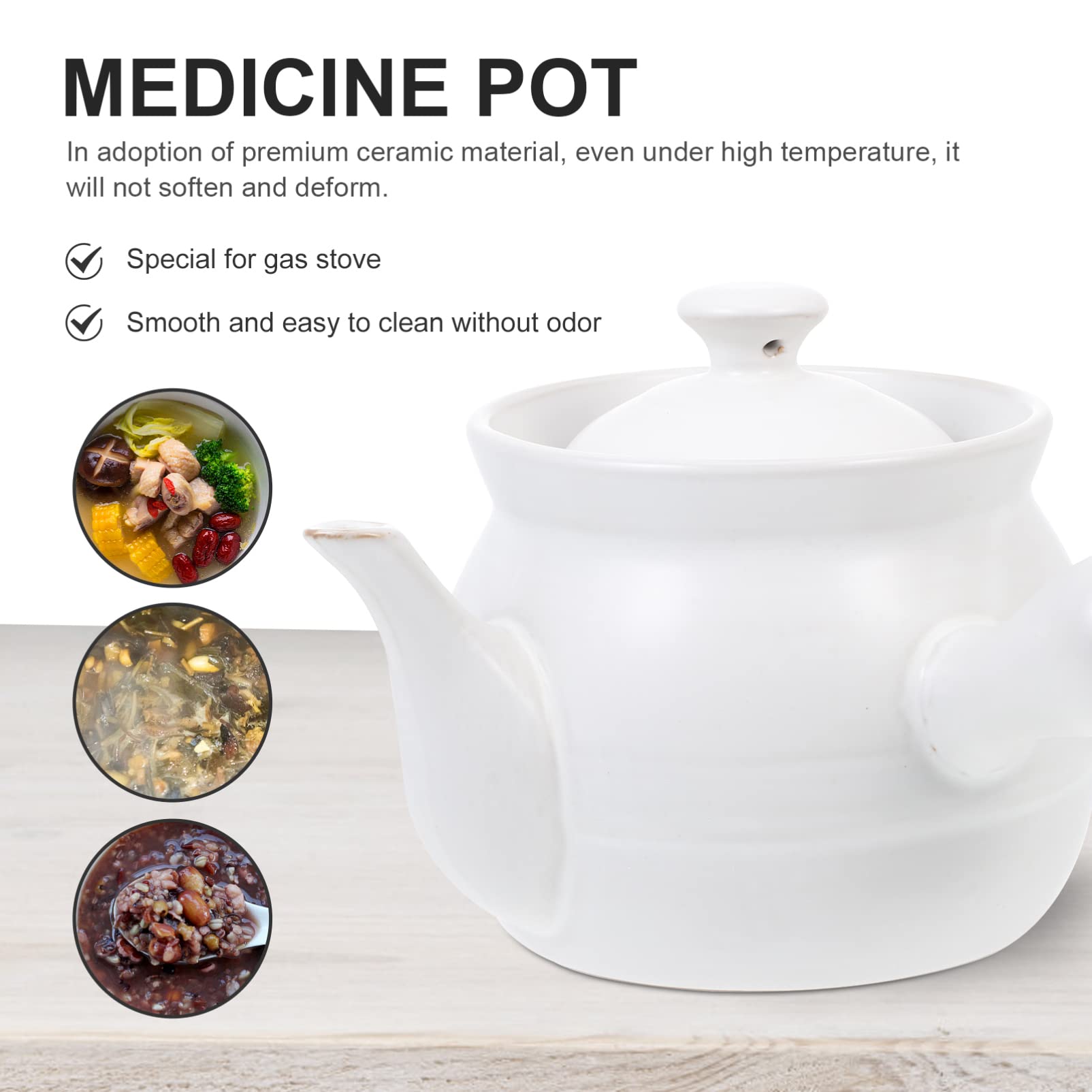 DOITOOL Ceramic Medicine Pot Traditional Chinese Medicine Cooker Health Decoction Pot Clay Tea Cooking Pot Coffee Kettles for Chinese Herb Medicine Soup 2. 6L White