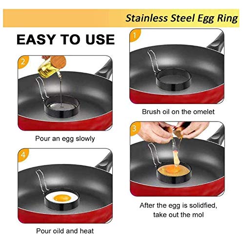 Aeyistry 2 Pcs Round Egg Cooker Rings,Stainless Steel Non Stick Egg Mcmuffin Maker Egg Molds For Fried Egg Muffin Sandwiches