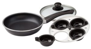 walterdrake frying pan with egg poacher insert, black, one size fits all