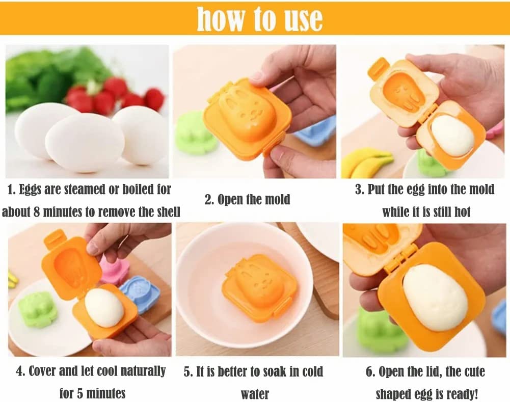 6 Pcs Cartoon Cute Boil Egg Fish Car Heart Shape Egg Sushi Rice Mould Decorating Fondant Cake Tool Cookery molds