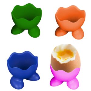 joinsi 4pcs silicone egg cups stands holders for serving hard and soft boiled eggs, random color