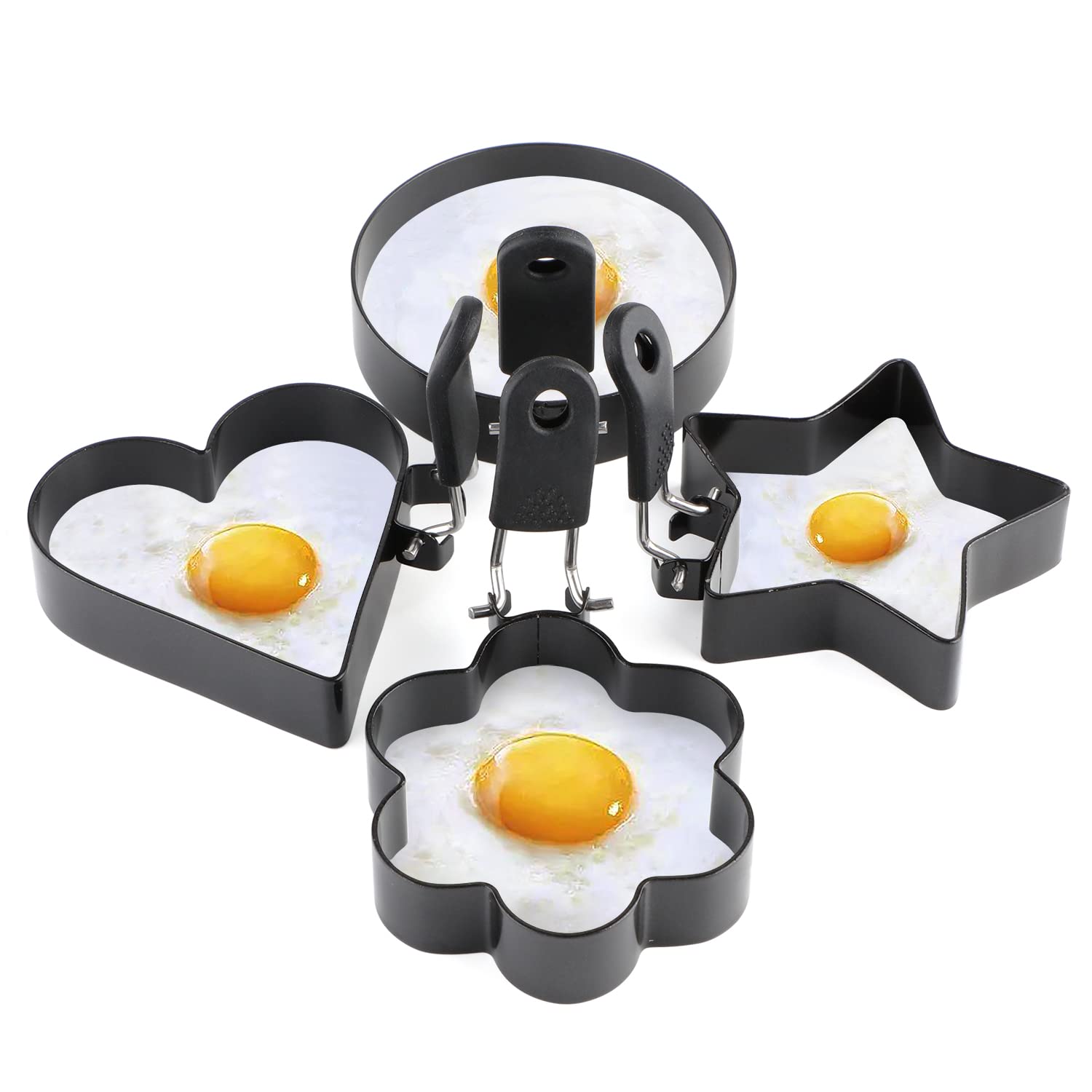 Egg Rings for Frying Eggs Nonstick 4 Packs Egg Ring Stainless Steel Pancake Mold Omelet And Egg Rings for Griddle (Set of 4)