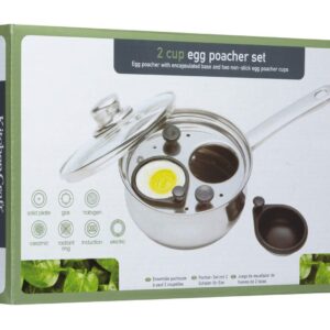 KitchenCraft KCCVPOACH2 2 Egg Poacher Pan in Gift Box, Non Stick and Induction Safe, Stainless Steel, 16 cm