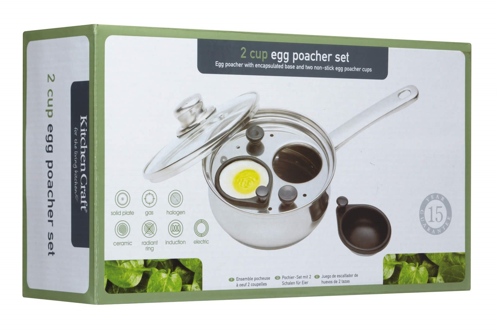 KitchenCraft KCCVPOACH2 2 Egg Poacher Pan in Gift Box, Non Stick and Induction Safe, Stainless Steel, 16 cm