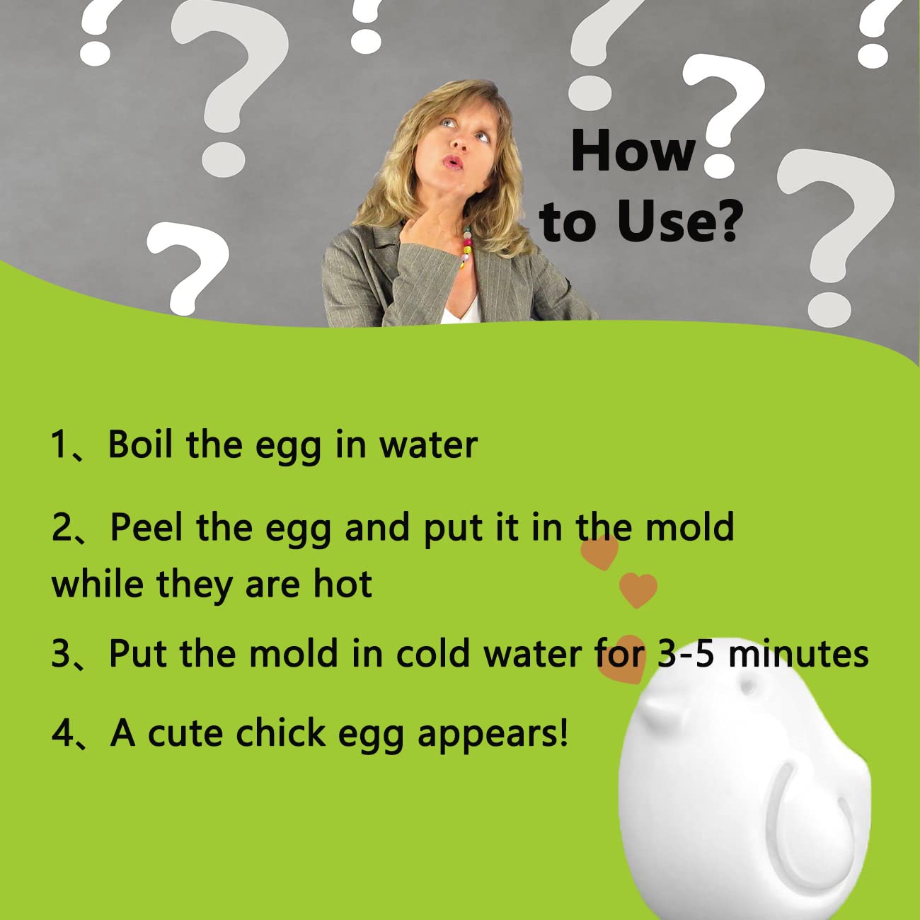 Hard-boiled Egg Mold 3D Cute Chicken Shape Egg Tool DIY Kids Bento Accessories Kitchen Creative Gadget (yellow chicken)