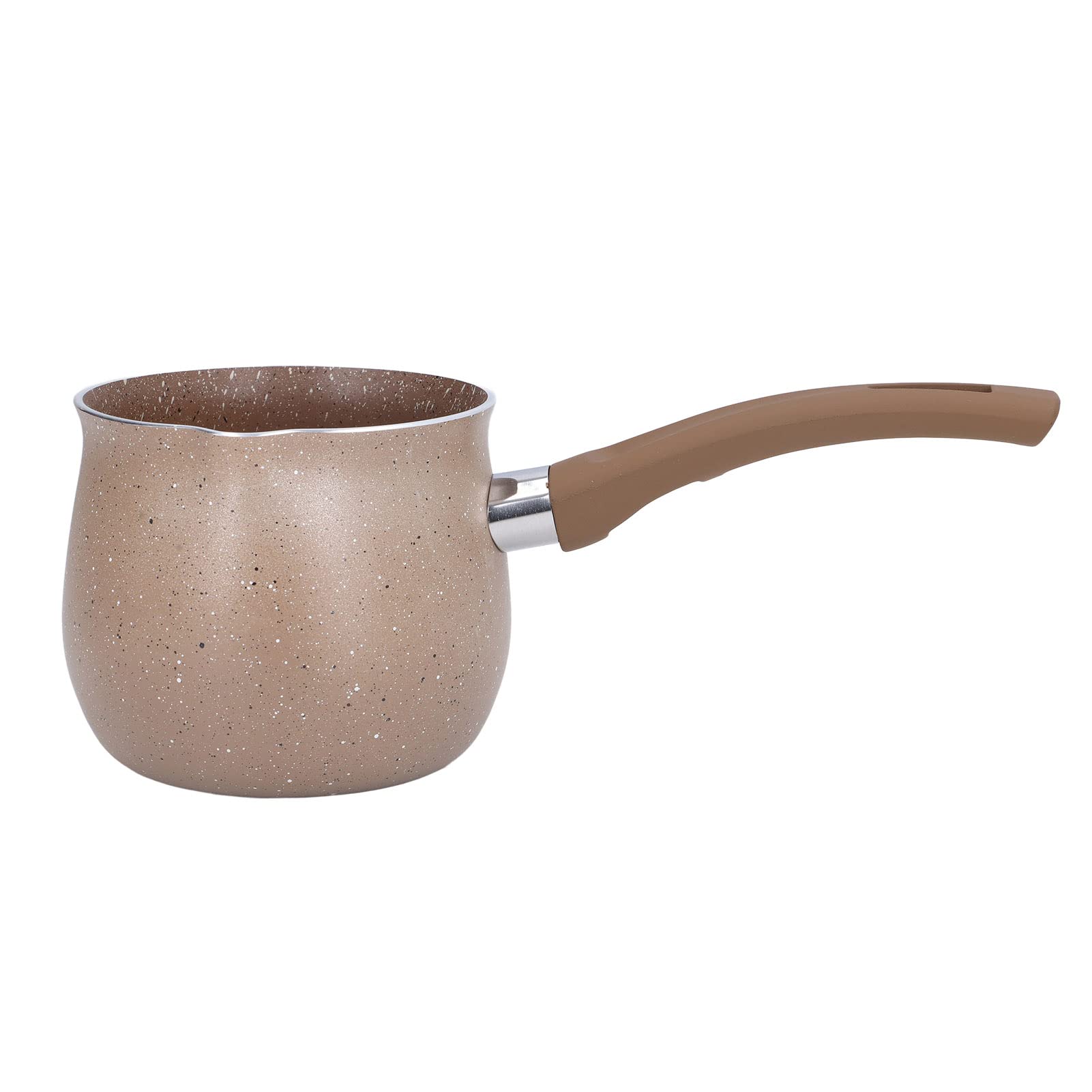 10cm Mini Milk Pot, Nonstick Small Butter Sugar Melting Pot with Pour Spout for Melted Butter Milk Steaming Milk Frothing Latte Art(Brown)