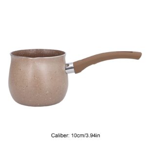 10cm Mini Milk Pot, Nonstick Small Butter Sugar Melting Pot with Pour Spout for Melted Butter Milk Steaming Milk Frothing Latte Art(Brown)