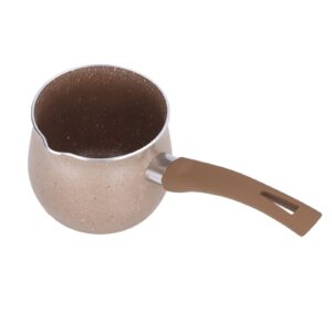 10cm Mini Milk Pot, Nonstick Small Butter Sugar Melting Pot with Pour Spout for Melted Butter Milk Steaming Milk Frothing Latte Art(Brown)