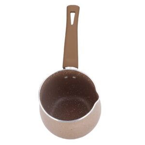 10cm Mini Milk Pot, Nonstick Small Butter Sugar Melting Pot with Pour Spout for Melted Butter Milk Steaming Milk Frothing Latte Art(Brown)