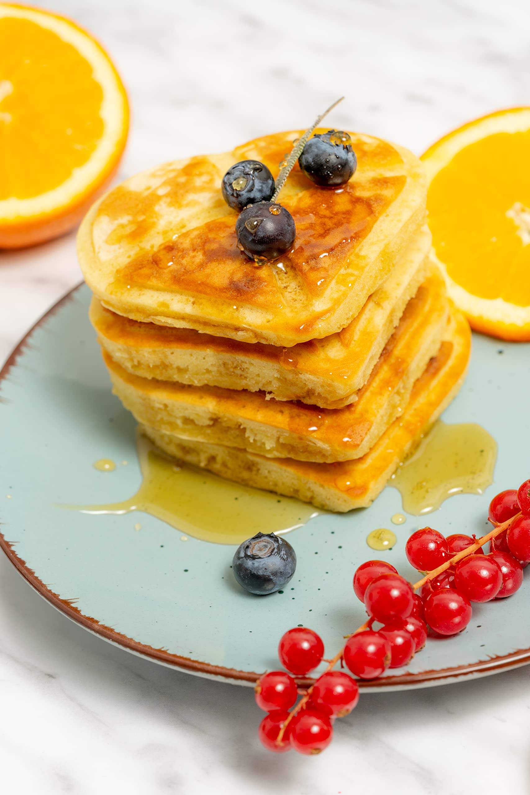 Silicone Pancake Mold Flipper – 4 Heart Shaped Egg Rings Set - Great for Cooking Fried Eggs, Hash Browns, Crumpets, Omelets on Griddle for Your Kids and Loved Ones, Orange