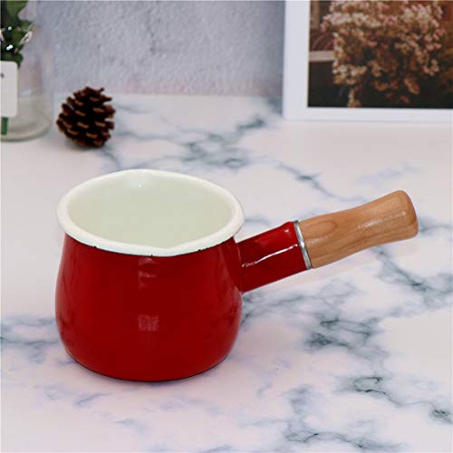 BESTONZON Enamel Milk Pan Butter Warmer Two Pour Spouts Mini Cooking Pot for Noodle Butter Coffee Baby Food (Random Color)