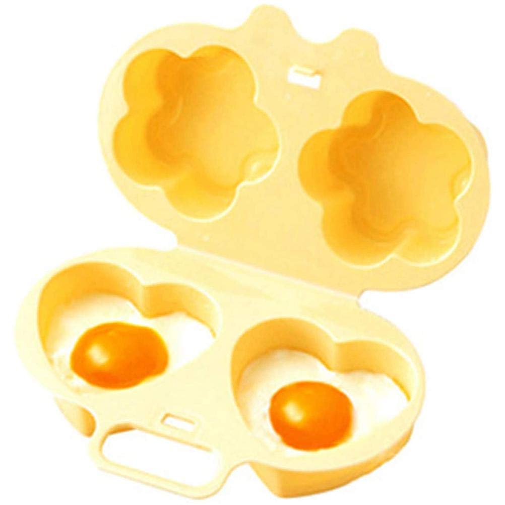 Faruxue Multifunctional Egg Poacher Microwavable, Egg Cooker, Heart Shaped Microwave Oven Flour Egg Cooker Kitchen Cooking Tool(Yellow)