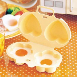 Faruxue Multifunctional Egg Poacher Microwavable, Egg Cooker, Heart Shaped Microwave Oven Flour Egg Cooker Kitchen Cooking Tool(Yellow)