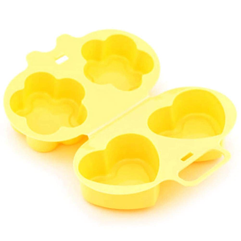 Faruxue Multifunctional Egg Poacher Microwavable, Egg Cooker, Heart Shaped Microwave Oven Flour Egg Cooker Kitchen Cooking Tool(Yellow)