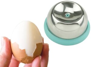 1 pack hard boiled egg piercer simple easy egg hole puncher egg poacher endurance hole (304 stainless steel+new material pp bottom)anti-sliding can operate well,arc is suitable for all kinds of eggs.