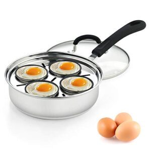 cook n home 4 cup stainless steel egg poacher pan 8"
